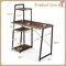 Costway Computer Desk with Shelves Study Writing Desk Workstation with Bookshelf Natural\Brown